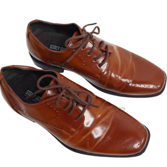 Stacy Adams Boys Tan Vegan Leather Oxford Loafers - Picture 8 of 11